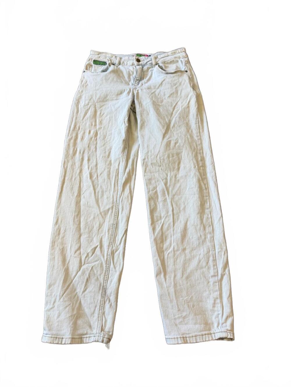 Empyre White Denim Jeans Size 4 Y2K Graffiti Logo Straight Leg Skate